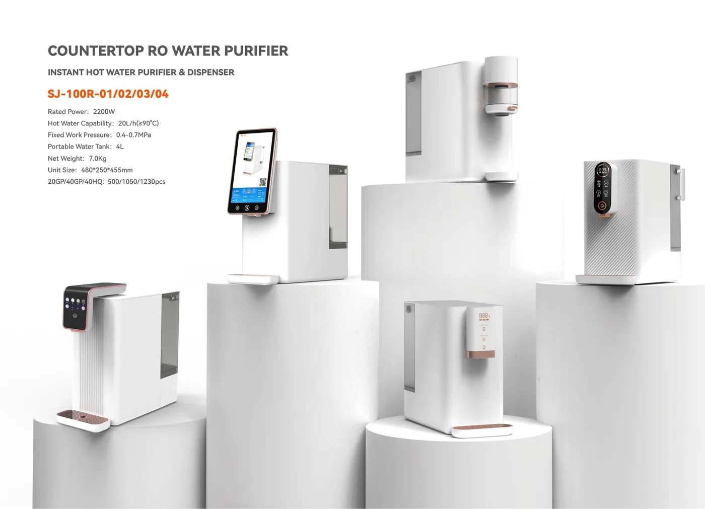 Catalogue page — SJ-100R countertop RO series
